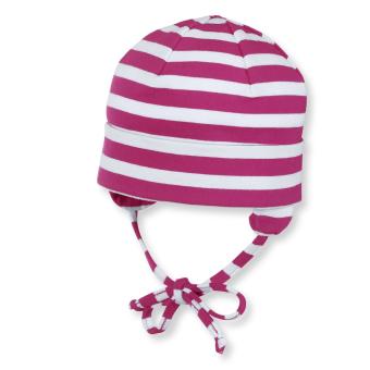 Baby Mädchen Beanie Erstlingsmütze Sommermütze mit Streifen gemustert, magenta - 1501700 