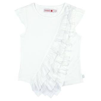 Boboli Mädchen T-Shirt kurzarm mit Rüschen, weiß - 727130 