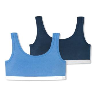 Schiesser Mädchen Bustiers 2er Pack Organic Cotton mit Webbund "Love", blau - 180964 