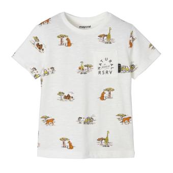 Jungen T-shirt kurzarm, bedruckt Motiv "Safari", weiß - 3.002 