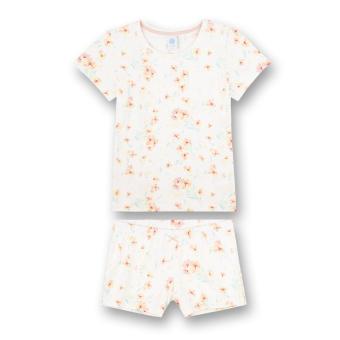 Mädchen Schlafnzug Pyjama kurz Sommer bedruckt gemustert "Blümchen", weiß - 245027 