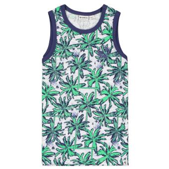 Jungen Sommer trägerloses T-Shirt, Top "Palmen" , weiß meliert -D15606 