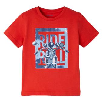 Jungen T-shirt kurzarm, bedruckt "Motorrad", rot - 3.011 