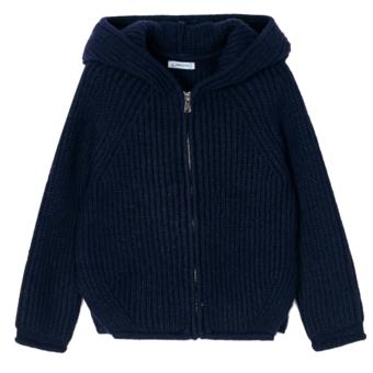 Mädchen Teenager Sweatjacke, Strickjacke mit Kapuze, dunkelblau – 4314 