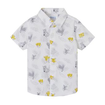 Baby Jungen Hemd kurzarm, bedruckt "Safari", Baumwolle, weiß - 1.115 