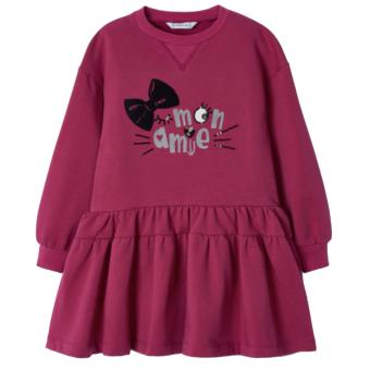 Mayoral Mädchen Sweatkleid Kleid, mit Rundhalsauschnitt, gemustert, bedruckt, "mon amie", einfarbig, pink - 4.973 