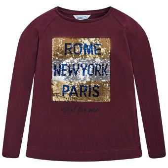 Mädchen Langarmshirt mit Wende Pailletten, rot  - 7.070 