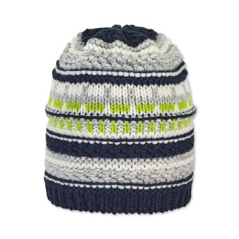 Kinder Jungen Wintermütze Strickmütze aus Baumwollflecce gestreift, dunkelblau - 4722105 