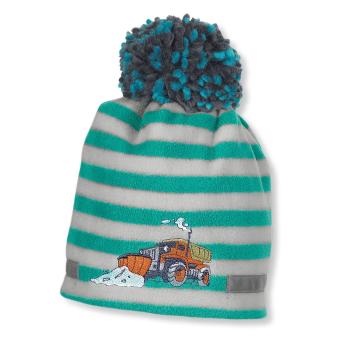 Baby Jungen Fleecemütze Bommel Auto, grün 