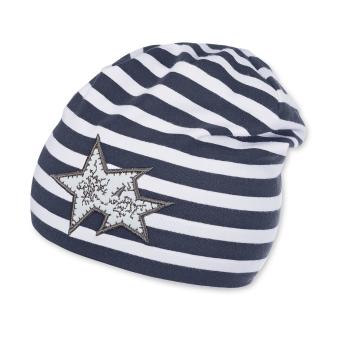 Jungen Beanie mit Streifen gemustert, dunkelblau - 1611762 