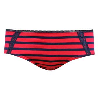 Mädchen Slip gestreift mit Spitze, dunkelrot 