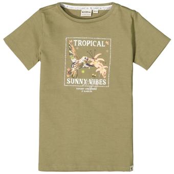 Mädchen T-shirt kurzarm, bedruckt "Tropical Sunny Vibes", 100% Baumwolle, grün - O24402_girls T-shirt 