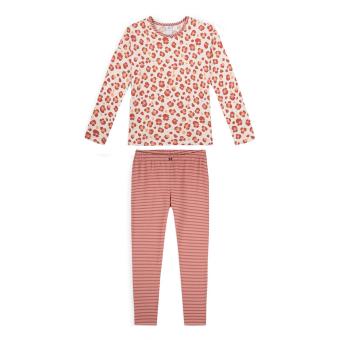 Mädchen Schlafanzug Langarmshirt Allover-Blümchen und gestreifte Leggings, rosa - 245100 