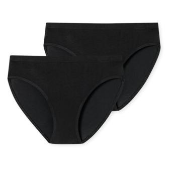 Schiesser Mädchen Slips Doppelpack in Single-Jersey-Qualität, schwarz - 181941 