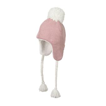 Mädchen Wintermütze Inka-Mütze zum Binden mit Bommel Fleecefutter, rosa - 4411825 