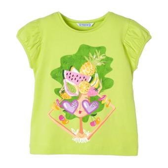 Mädchen T-shirt kurzarm, bedruckt "Sommer", grün - 3047 