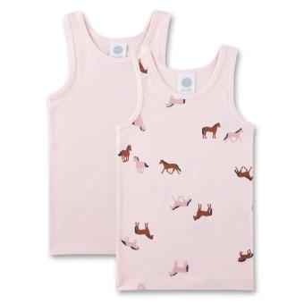 Sanetta Mädchen-Unterhemd im Doppelpack mit "Pferde"-Alloverprint, rosa - 336985 