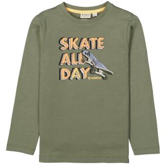 Jungen T-shirt langarm, Langarmshirt, bedruckt "Skate All Day", 100% Baumwolle, Single Jersey, Regular Fit, grün - S25401_boys T-shirt 