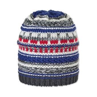 Kinder Jungen Wintermütze Strickmütze aus Baumwollflecce gestreift, türkis - 4722105 