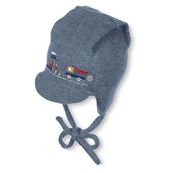 Baby Jungen Schildmütze Wintermütze zum Binden Lastwagen, blau 