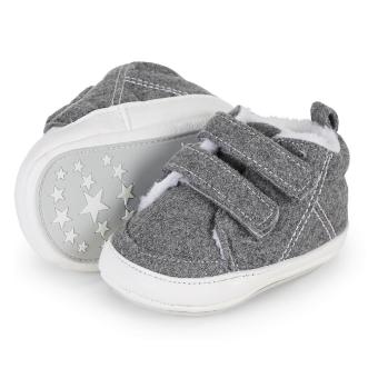 Baby Jungen Schuhe mit Klettverschluss gefüttert Plüsch Krabbelschuhe mit rutschfester Sohle, silbergrau - 5301900 