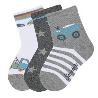 Jungen Baby 3 Paar Söckchen Socken 3er-Pack "Abschleppauto/LKW", silbergrau, weiß - 8322021 