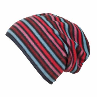 Mädchen Mütze Slouch-Beanie gefüttert Fleece gestreift, pflaume - 4521801 