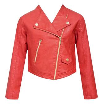 Mädchen Lederjacke Kunstleder, rot - 3463 