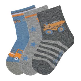 Jungen Baby 3 Paar Söckchen Socken 3er-Pack "Abschleppauto/LKW", anthrazit, blau- 8322021 