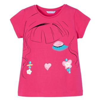 Mädchen kurzarm T-shirt, bedruckt "Mädchen", pink -  3.048p 