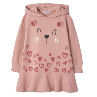 Mayoral Mädchen Sweatkleid, Kleid mit Kaputze, langarm bedruckt, Herzen, rosa - 4.967 