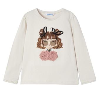 Mayoral Mädchen Langarmshirt mit Rundhalsauschnitt, Rüschen, gemustert, bedruckt, "Puppe", rosa - 4026 