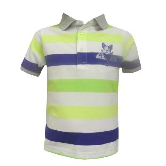 Poloshirt Baby Jungen Kurzarm gestreift, neongrün 