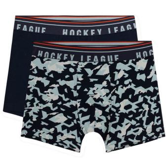 Jungen Unterhose Hipshorts, Doppelpack, Alloverprint "Camouflage",Webbund mit Farbhighlights und Wordingprint, Hockey Leauge, Baumwolle, blau - 347377 