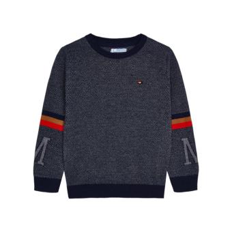 Mayoral Jungen Sweatshirt Strickpullover langarm mitRundkrage "M. 3 Streifen", dunkelblau - 4361 