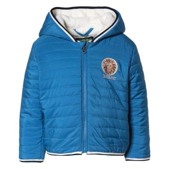 Jungen Jacke Winterjacke leicht wattiert,weiches Plüschfutter mit Kaputze und Reißverschluss "Löwe"-Muster, blau - 39527 