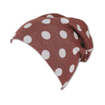 Kinder Wintermütze Beanie aus Baumwollflecce gepunktet, hellrot - 4422110 