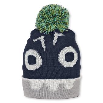Jungen Wintermütze Monster Strickmütze mit großer Bommel und Microfleece-Einsatz, marineblau - 4721921 