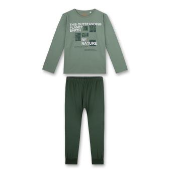 Sanetta Jungen Schlafanzug mit großem Frontprint und Schriftzug aus 100 % Baumwolle, grün - 245354 