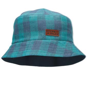 Jungen Kinder Fischerhut, kariert, Karomuster, gefüttert mit UV Popeline, Futter, UV-Schutz 50+, blau - 1622250-blau 