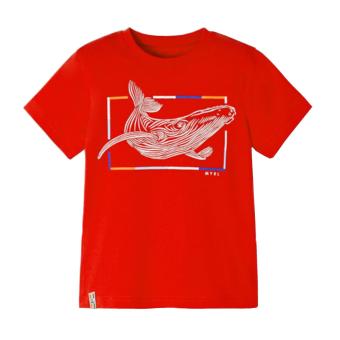 Jungen T-shirt kurzarm, bedruckt "Wal", 100% Baumwolle,  rot - 3.010 