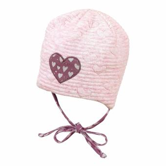 Baby Mädchen Mütze Wendemütze zum binden Herzen, rosa - 4401800 