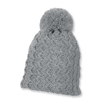 Kids Mädchen Strickmütze mit Bommel, Grau - 4712630 