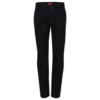 Jungen Jeans lang, einfarbig, Regular Fit, rotes Innen-Piping, 5 Taschen, Straight-Leg, innenliegender verstellbarer Gummizug, Cotton-Stretch, schwarz - 2023100. 