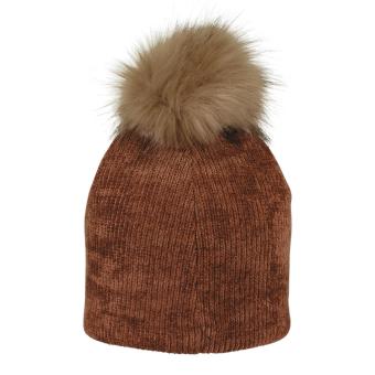 Mädchen Wintermütze Strickmütze mit Bommel gefüttert, braun - 4422121 