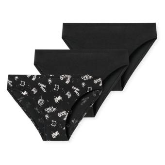 Schiesser Mädchen Slips 3er-Pack Organic Cotton Multipack mit softem Bund, schwarz - 181937 