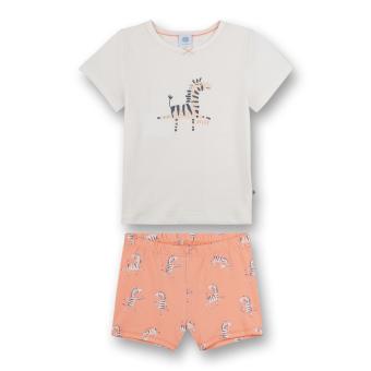 Mädchen Schlafanzug kurz, Pyjama, bedruckt "Zebra", 100% Baumwolle, lachs - 232720 