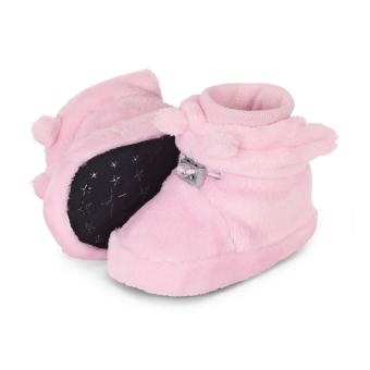 Baby Mädchen Winterschuhe Plüschschuhe gefüttert mit Öhrchen, Stoppern, Stulpen und Gummizug einfarbig, rosa - 5101933 