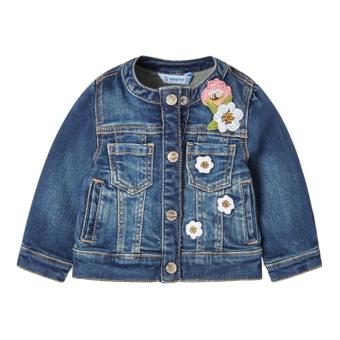 Baby Mädchen Jeansjacke langarm, bedruckt "Blumen", Baumwolle, jeansblau - 1.494 