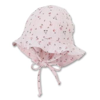 Mädchen Baby Flapper Sommerhut Sommermütze mit Nackenschutz zum binden Größenregulierungsband gemustert "Blümchen", rosa - 1402121 